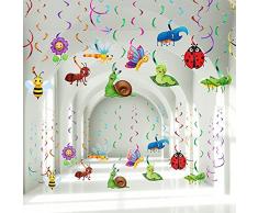 30 Pezzi Insetti Primavera Estate Appendere Decorazioni Ricciolo, Stelle Filanti a Soffitto in Lamina per Feste di Compleanno a Forma di Farfalla Girasole