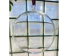 Sfera decorativa da appendere in vetro chiaro, Palla per appendere in cristalo transparente y soffiato con la bocca, decorazione da appendere, diametro 20 cm, progettato e realizzato dalla Oberstdorfer Glashütte