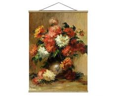 Bilderwelten Quadro Tessuto Auguste Renoir - Natura Morta con dalie - Verticale 4:3, 46.5 x 35cm, Legno di Quercia