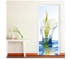 XIAOXINYUAN Adesivi per Porte 3D Fai-da-Te Adesivo Murale Impermeabile Rimovibile Lily Wall Stickers per La Camera da Letto Home Decor Natalizio
