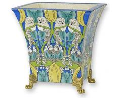 Casa Padrino vaso da fiori Art Nouveau multicolore/ottone 20,7 x 16,7 x A. 21,5 cm - Vaso piante rettangolare in porcellana - Decorazione da soggiorno - Accessori Decorativi Barocco e Art Nouveau