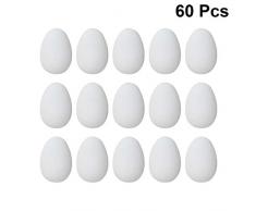 Happyyami 60pcs uova di pasqua in plastica uova finte fai da te pittura uova decorative per feste uova per bambini