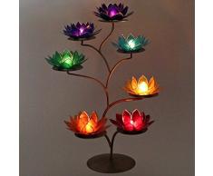 Espositore portacandele verde 57x35 cm con 7 portalumini cm. 13.5 bordi ARGENTO conchiglie Capiz 7 chakra arcobaleno rosso arancio giallo verde blu indaco viola 7AR+ESPOVERDE