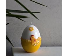 Decorazione candela uovo di Pasqua 140 X 100 mm Bianco Giallo