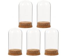 NOLITOY 5 Pezzi di Campana di Vetro Campana Campana di Vetro con Base in Legno per La Visualizzazione Regalo di Natale Matrimonio San Decorazione