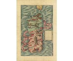 STAMPA su TELA ARROTOLATA Antica mappa dellisola della Sardegna Anonymous - Mappa | Sardegna | Sardegna | Island | Mediterraneo | Sea | Antico verticale Canvas cm_149_X_99