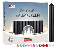 Brubaker 20 Confezioni di Candele per Albero Cera - Candele di Natale Candele Piramide Candele Albero di Natale Candele - Nero