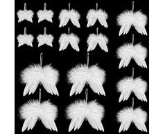 Decorazioni Natalizie Bianche Fantasia Angelo Piuma, Albero di Natale Decorazioni per Matrimoni Accessorio, Artigianato Fai-da-Te (16 Pezzi 16cm 12cm 10cm 8cm)