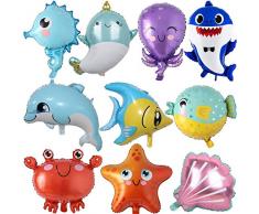 ZQBB Palloncini a forma di pesce, 10 pezzi, per feste di compleanno dei bambini, decorazione