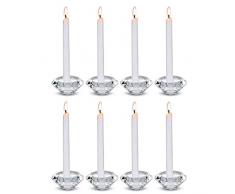 Nuptio Tealight Romantico Cristallo E Titolari Taper Hand Cut Diamond Center Centrotavola Decor Candelabro per Matrimoni a Casa (portacandele tealight & portacandele Conico, 8 Pezzi)