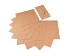 Set da 60 pezzi.Biglietti e buste in cartoncino naturale, da usare come biglietti per auguri e saluti, inviti, biglietti di Natale, da personalizzare in maniera creativa