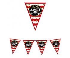FESTONE BANDIERINE PIRATI 61755 6MT TESCHIO ADDOBBI FESTA A TEMA PARTY BAMBINO
