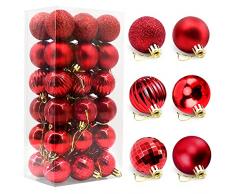 Palla di Natale Ornamenti Rosso in Plastica,Infrangibile Palla di addobbi Natalizie,Decorazione Natalizia Palla Albero Natale,Albero di Natale Palla Decorazioni per Alberi di Natale-36Pezzi.