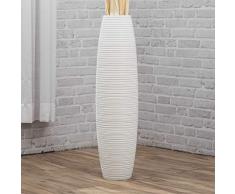 Leewadee grande vaso da terra: vaso alto, elemento decorativo fatto a mano in legno di mango, vaso per rami decorativi, 90 cm, bianco
