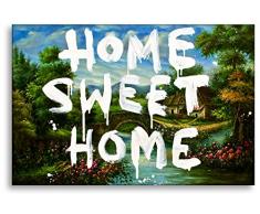 Kunstbruder - Home Sweet Home, Banksy Graffiti - Stampa su tela su telaio, pop-art dipinto, per camera da letto, soggiorno, 60 x 40 cm