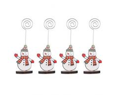 NUOBESTY 4 Pezzi Segnaposto Natale Alce Pupazzo di Neve Babbo Natale Memo Clip Titolare Portafoto Supporto Numero Posto Memo Holder Decorazione Natalizia