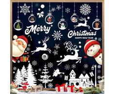 Raoclay Vetrofanie Natalizie per Vetrine, 9PCS Adesivi Natalizi per Finestre Con Fiocchi di Neve, PVC Stickers Natalizi Vetrofanie Natale Removibili Addobbi Natalizi per la Casa