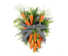 FROATS Festone pasquale, carota a goccia con carote, fiocco e foglie verdi, ghirlanda di carote pasquali per la casa decorazioni pasquali