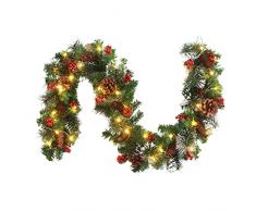Ghirlanda natalizia con 50 luci a LED, ghirlanda di Natale artificiale, decorazione per scale, caminetti, uffici allaperto (2,7 m)