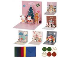 Biglietti di Natale Pop Up 3D con Buste, 6 Pacchetti di Biglietti di Natale Divertenti, Arca di Natale Carina, Biglietti di Natale di Lusso Multipack 2022 per I Membri Della Famiglia