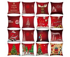 federe Cuscini,Fittingran Regali di Natale Belle federe in Lino Stampato Cuscino Natale Grande Federa di Stampa di Colore Rosso (O)