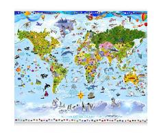 murando Carta da parati Mappa del mondo per bambini 300x210 cm Fotomurali in TNT Murale alla moda Decorazione da Muro XXL Poster Gigante Design Carta per pareti Mappa del mondo e-A-0102-a-a
