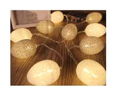 LEDMOMO Uovo di Pasqua 3.2M 20 LED String di uova di Pasqua Decorazioni stagionali per il giorno di Pasqua (serie bianca e gialla Warm White)