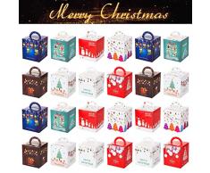 GWHOLE 24 Pz Scatole Regalo di Natale, Scatola Piccola di Natale Scatole di Carta per Biscotti di Caramelle Regalo di Natale per Bambini Decorazioni per Feste Natalizie Forniture