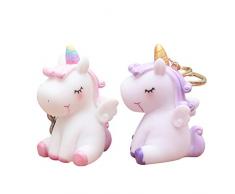 TOYMYTOY Unicorno Portachiavi Carino Portachiavi Cartoon Portacandele Decorazione Bomboniere,2 Pezzi
