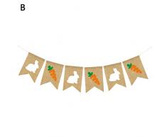 harmoney Lenzuolo di Pasqua in Lino colorato con Motivo di Coniglio di Carota, per Feste di Compleanno di Pasqua Cerimonie Decorazione di camere da Letto Cucina