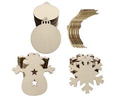 Molyorch 60 Pezzi Decorare Albero Natale Fai Da Te Etichette, Addobbi Albero Natale Legno, Kit Ciondolo in Legno Natale Addobbi, per Decorazioni Alberi Natale, Pendente Della Decorazione Partito