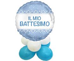 Centrotavola palloncini foil il mio battesimo battesimo decorazione acqua fonte battesimale sacramento cero olio