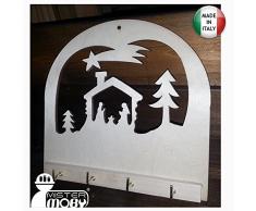 Mistermoby Appendichiavi in Legno Tema Natività Presepe Decoupage Addobbi Decorazione Dimensioni 20X21 cm 1 Pezzo
