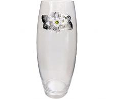 Vaso porta fiori centro tavola in cristallo per piante decorato placca argento particolare elegante casa soggiorno moderno idea regalo