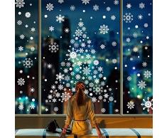 Tuopuda Natale Vetrofanie Fiocco di Neve Decorativi 492PZ PVC Finestra Adesivi Murali Rimovibile Stickers Natale Addobbi per Finestra Vetrine Negozi Casa Porta Ingresso