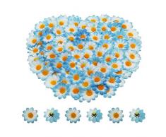 Bornfeel Fiori Margherite 100 Pezzi Fiori Finti Bomboniere Fiore Artificiale Corolla in Seta per Pasqua Tavola Cofano Matrimonio Festa Cerimonia Decorazione 38 x 38 x 20 mm Bianco & Blu