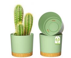 ZMTECH Vasi Per Piante, 3 Pezzi 16,5 cm Autoinnaffianti In Plastica Con Foro Di Drenaggio e Sottovaso, Vaso Decorativo Moderno Per Piante Da Appartamento, Succulente, Fiori - Verde