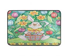 N/A Coniglietto Pasquale Coniglio Carino Uova Cestino Tappetini Porta Tappetino Pasqua Tappetino Zerbino Primavera Antiscivolo 150CM * 100CM