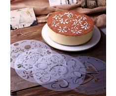 EQLEF® Torta stencil Buon compleanno, stencil torta cup decorazione stencil fiore stencil per caffè Set di 4