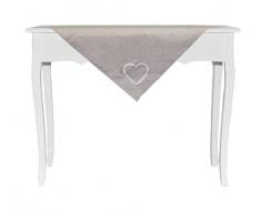 Russo Tessuti Centro Centrotavola Copritavolo Cuore Stampato Ricamato Bonheur Shabby-Beige