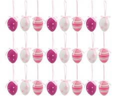 BRUBAKER Set di 24 Uova di pasqua - rosa - decorazioni pasquali da appendered
