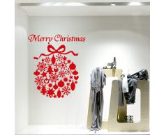 NT0017 Adesivi Murali - Pallina oggetti - Vetrofanie natalizie - 60x70 cm - Rosso - Decorazioni vetrine per Natale, stickers, adesivi