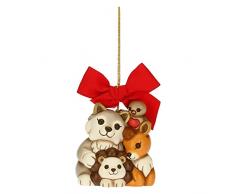 THUN - Addobbi Natalizi, Lupo Noah e i Suoi Amici in Ceramica Decorata a Mano - Idea Regalo Natale 2022-6.9x6.8x7.7 cm h