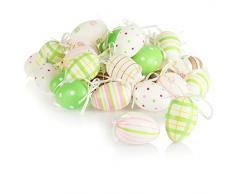com-four® 36x Uova di Pasqua Dipinte a Mano da Appendere - Decorazioni Pasquali Color Pastello con Fantastici Motivi - Addobbi di Pasqua Decorative