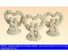 Idea bomboniere: Elegante segnaposto - matrimonio - coppia di angeli che si baciano con cuore di rose