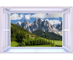 Adesivo Finestra sulla Montagna – Sticker Trompe LOeil di Alta qualità | 110 x 70 cm