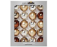 Heitmann Deco Krebs & Sohn Set di 20 Palline di Natale in Vetro - Albero di Natale Deco Appeso - Palle di Natale 5,7 cm - Marrone Argento Oro
