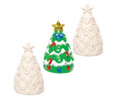 Portalumini Albero di Natale in Ceramica Baker Ross (confezione da 3)- Ideale per progetti natalizi per bambini, regali, ricordi e altro