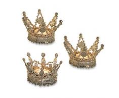 Loberon Set di 3 portalumini Betta, Perle di Vetro, Strass, Ferro, A/Ø ca. 6/10.7 cm, Argento