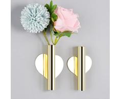 Vaso fiori 2 Pezzi Vaso Oro montato a parete vasi decorativo da interno moderni Per muro di sfondo, soggiorno e decorazione della camera da letto (10,8 x 1,9 CM)
